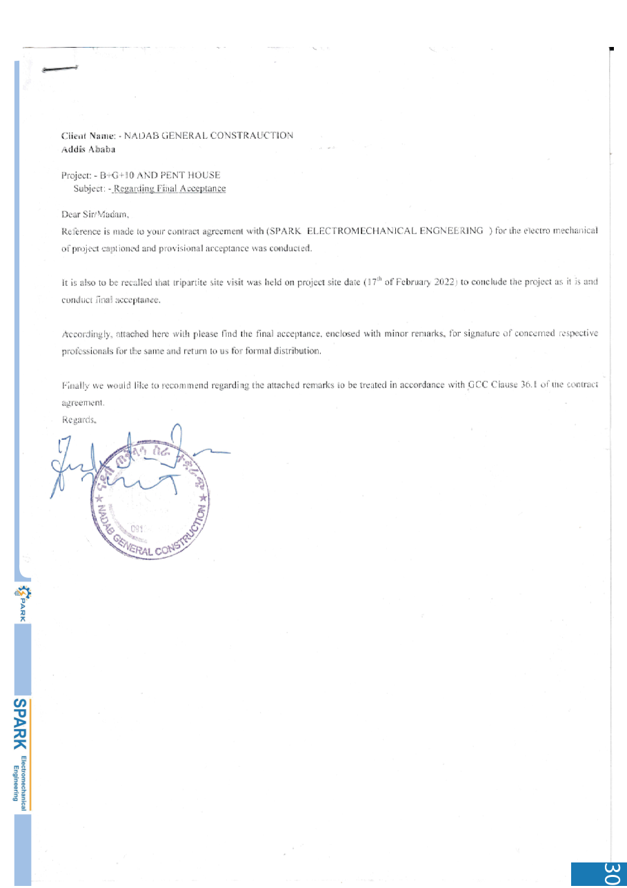 Spark final acceptance letter